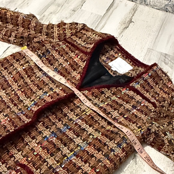 Anthropologie Ett:twa Harlequin Longline Tweed Blazer Size Small Wool Blend - Picture 11 of 13